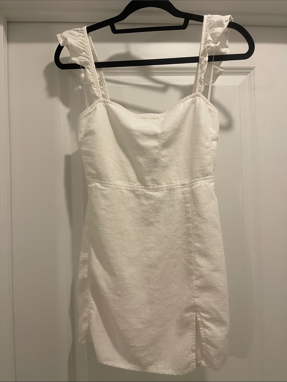 As Always White Ruffle Strap Mini Dress med